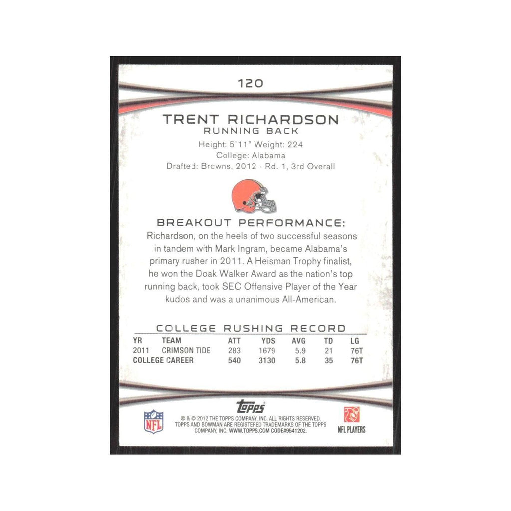 2012 Bowman Trent Richardson RC Browns #120