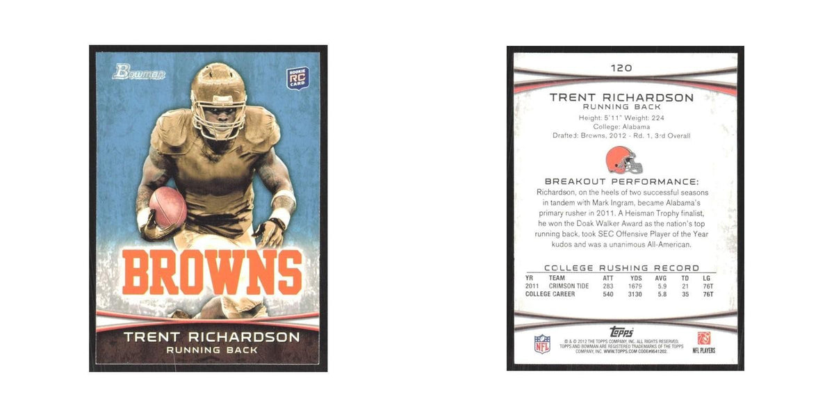 2012 Bowman Trent Richardson RC Browns #120