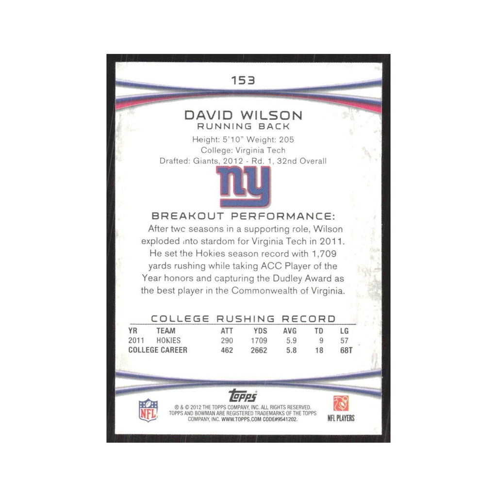 2012 Bowman David Wilson RC Giants #153
