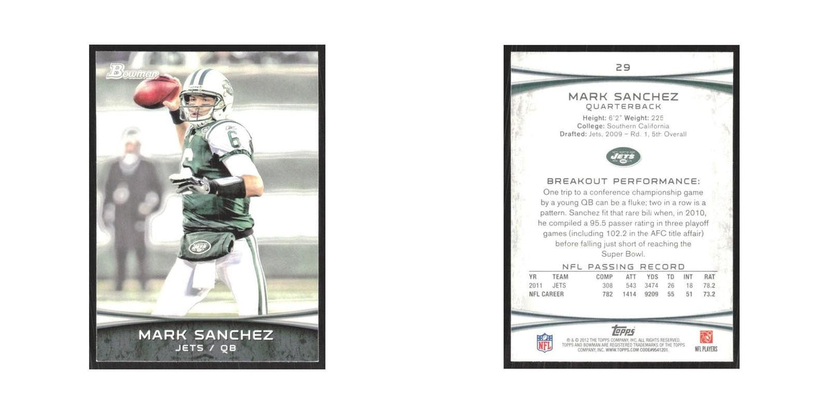 2012 Bowman Mark Sanchez Jets #29