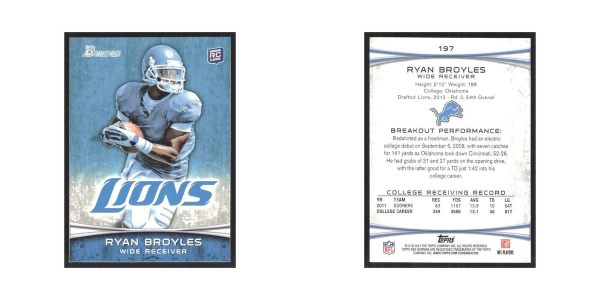 2012 Bowman Ryan Broyles RC Lions #197