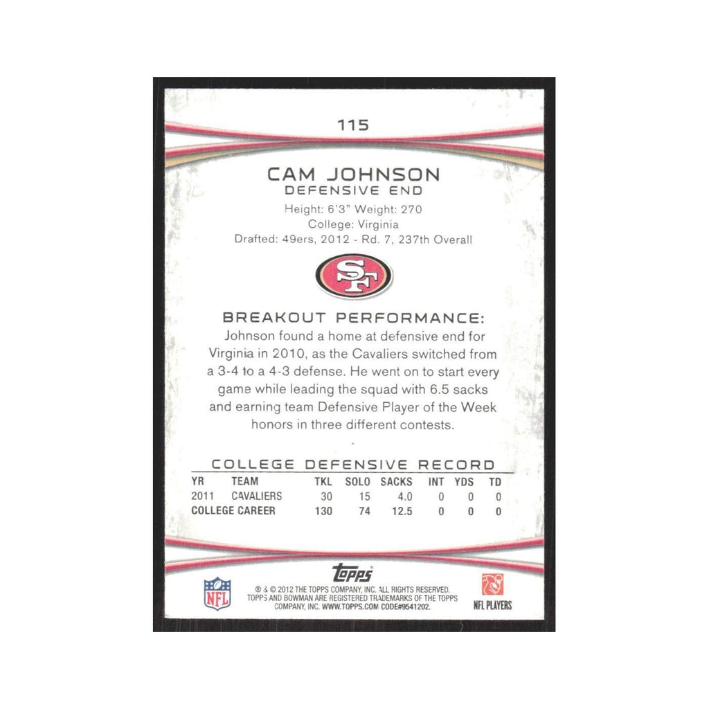 2012 Bowman Cam Johnson RC 49ers #115