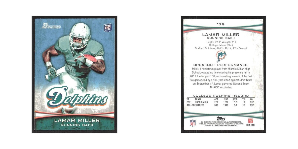 2012 Bowman Lamar Miller RC Dolphins #174