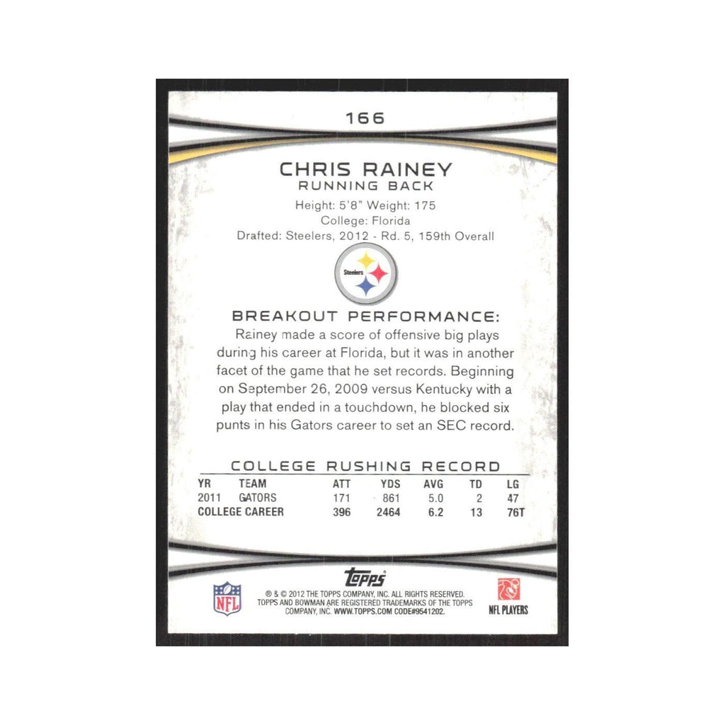 2012 Bowman Chris Rainey RC Steelers #166