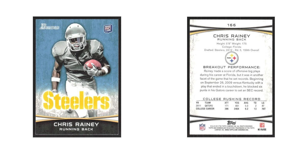 2012 Bowman Chris Rainey RC Steelers #166