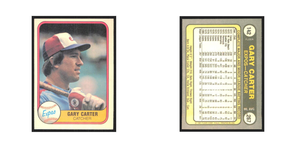 1981 Fleer Gary Carter Montreal Expos #142