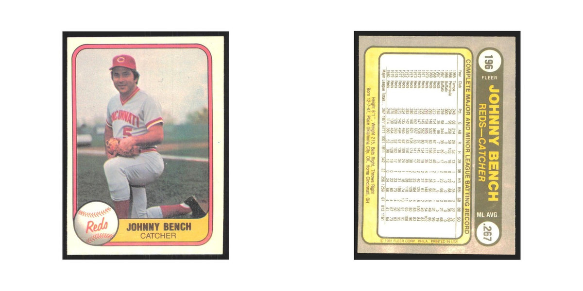 1981 Fleer Johnny Bench Reds #196