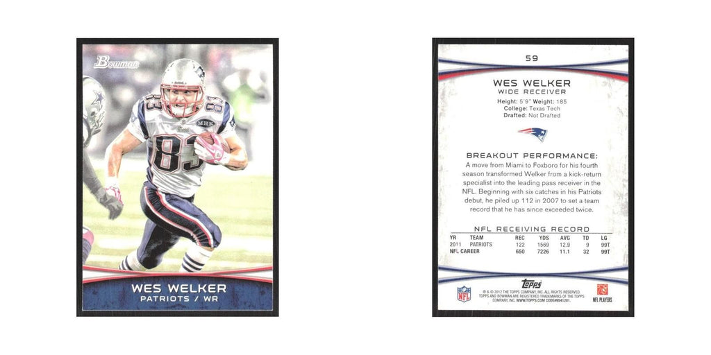 2012 Bowman Wes Welker Patriots #59
