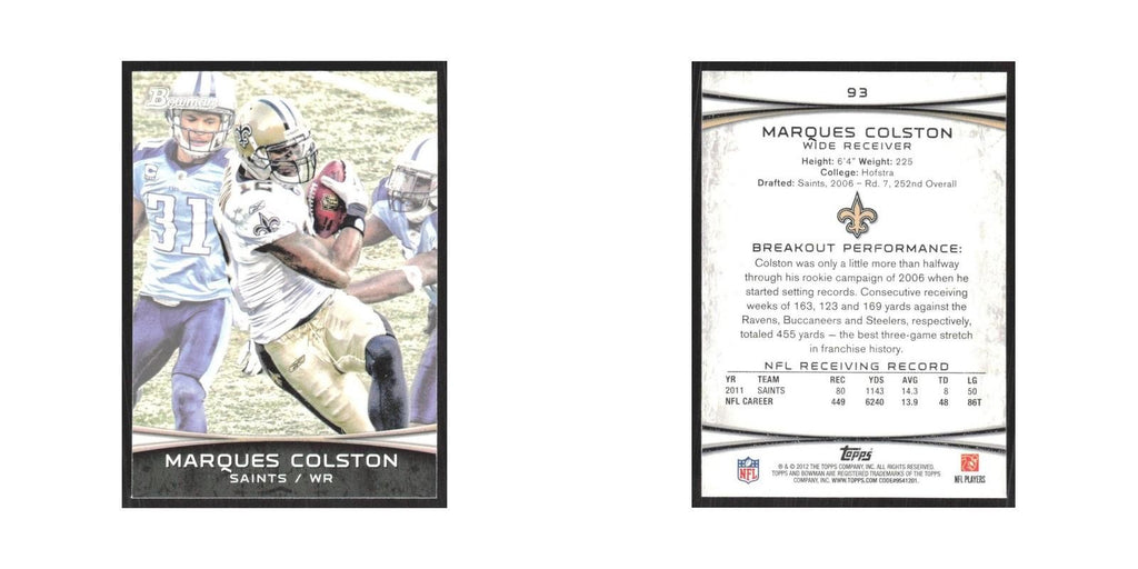 2012 Bowman Marques Colston Saints #93