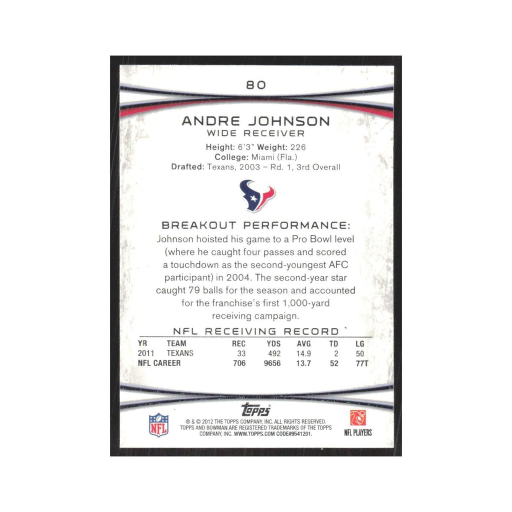 2012 Bowman Andre Johnson Texans #80