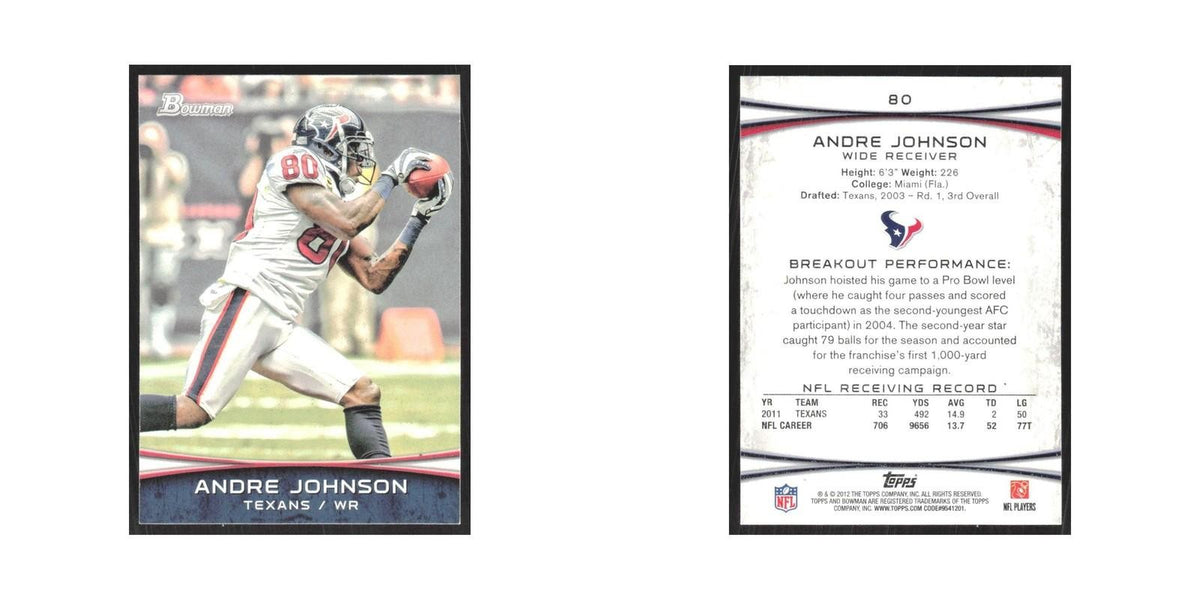 2012 Bowman Andre Johnson Texans #80
