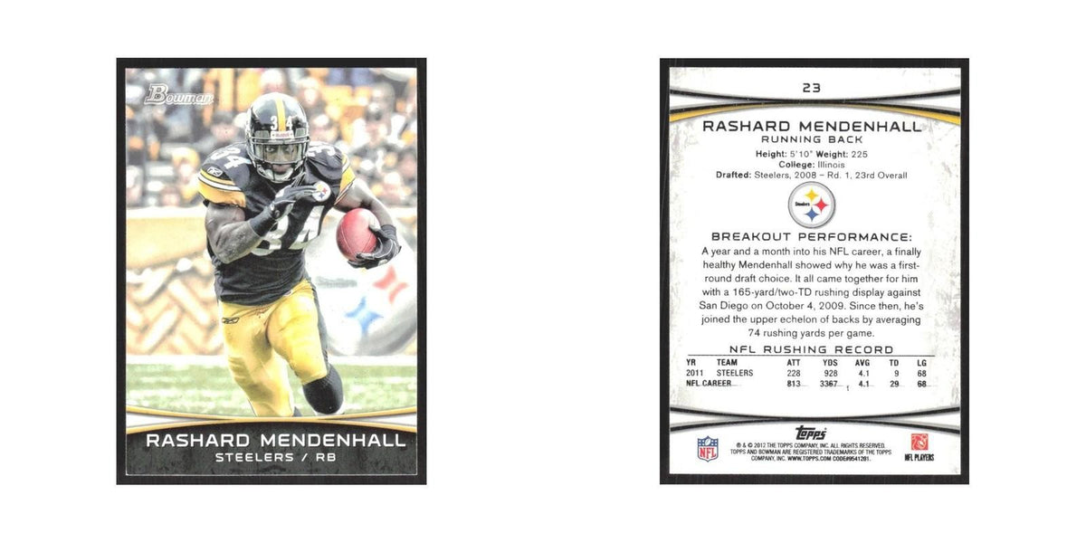 2012 Bowman Rashard Mendenhall Steelers #23