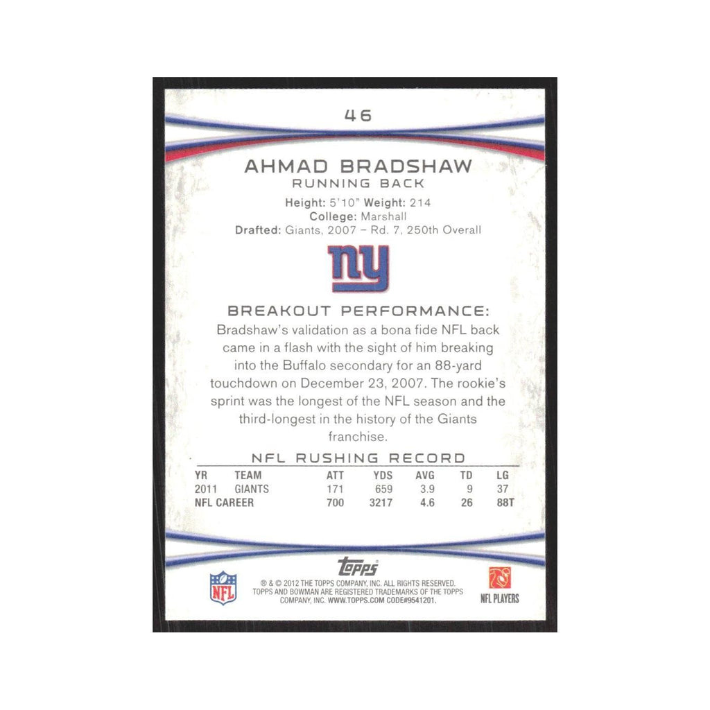 2012 Bowman Ahmad Bradshaw Giants #46