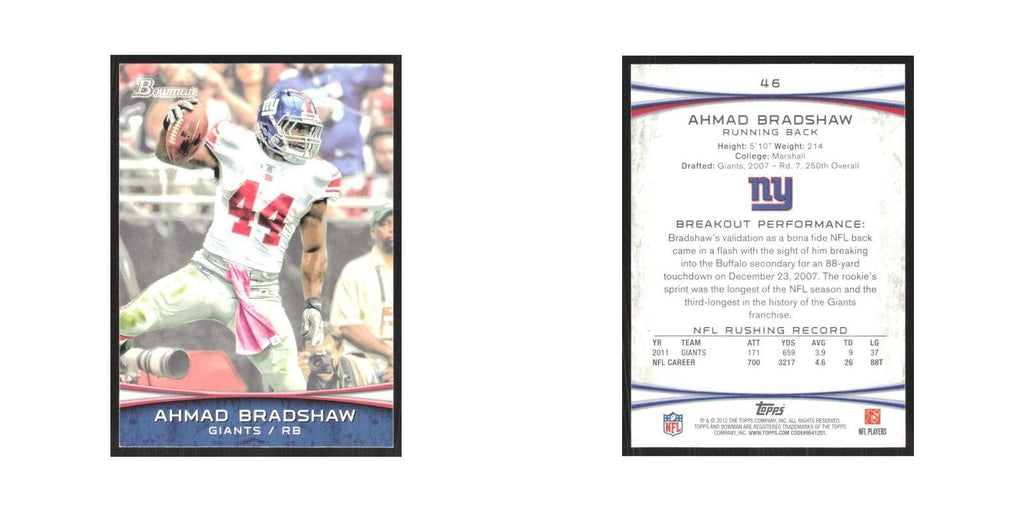 2012 Bowman Ahmad Bradshaw Giants #46