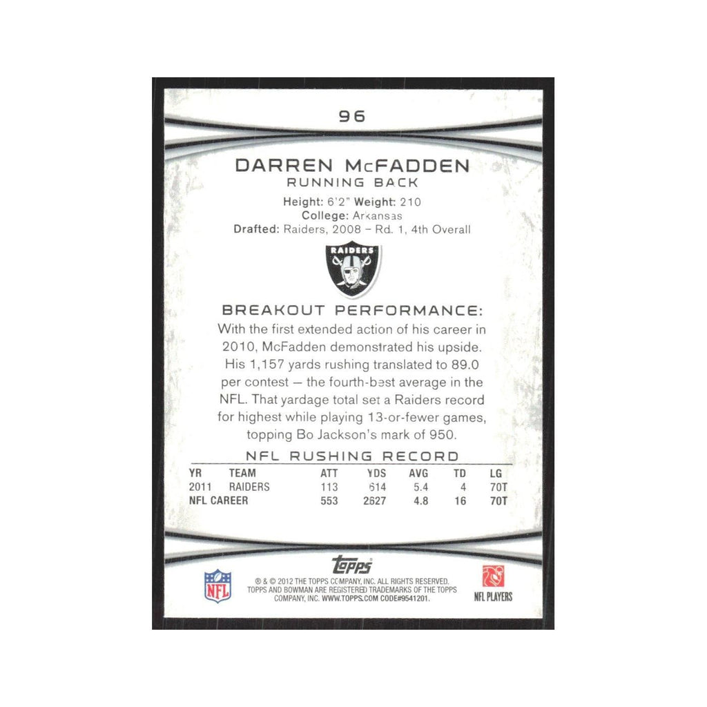2012 Bowman Darren McFadden Raiders #96