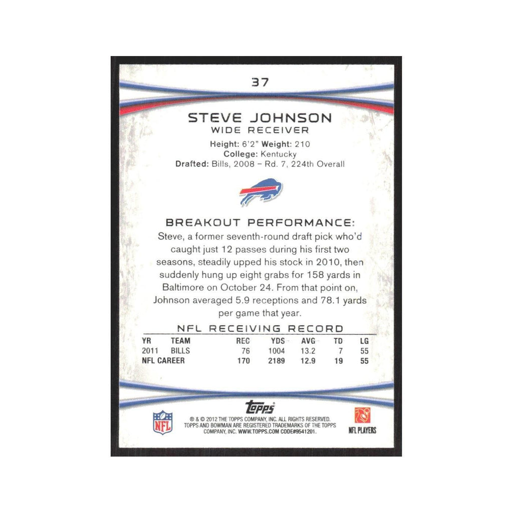2012 Bowman Steve Johnson Bills #37