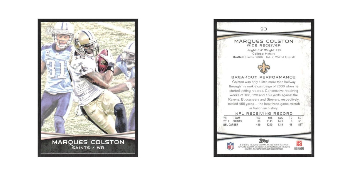 2012 Bowman Marques Colston Saints #93
