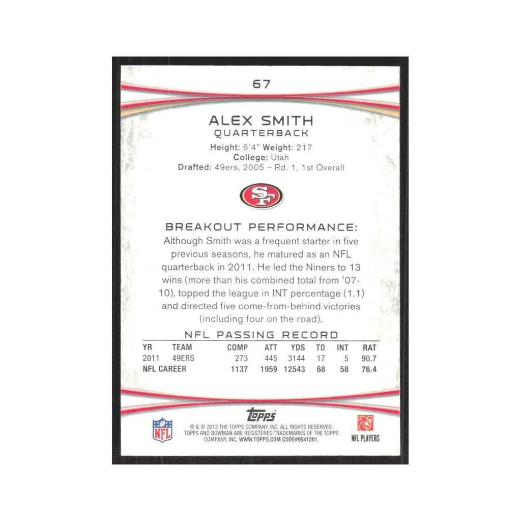 2012 Bowman Alex Smith 49ers #67