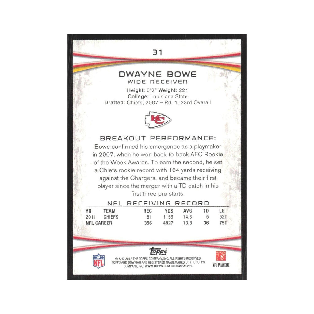 2012 Bowman Dwayne Bowe Chiefs #31