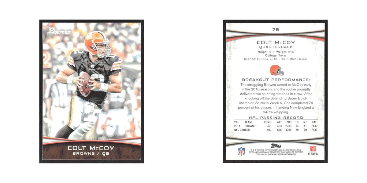 2012 Bowman Colt McCoy Browns #78
