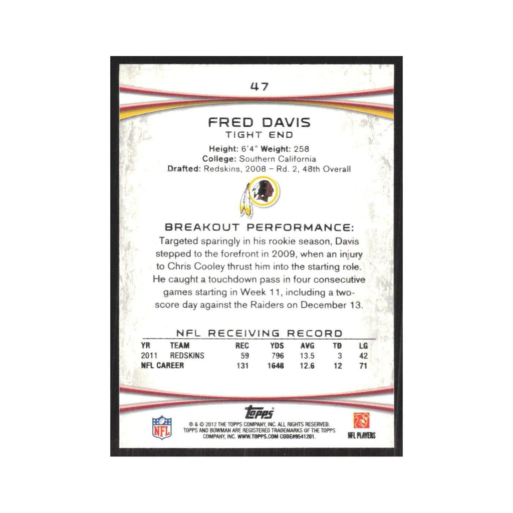 2012 Bowman Fred Davis Redskins #47