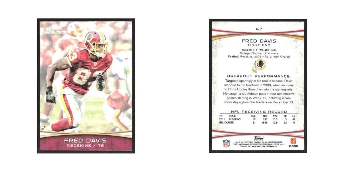 2012 Bowman Fred Davis Redskins #47