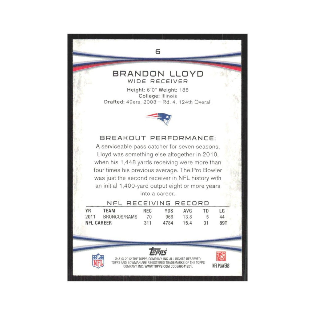 2012 Bowman Brandon Lloyd Patriots #6