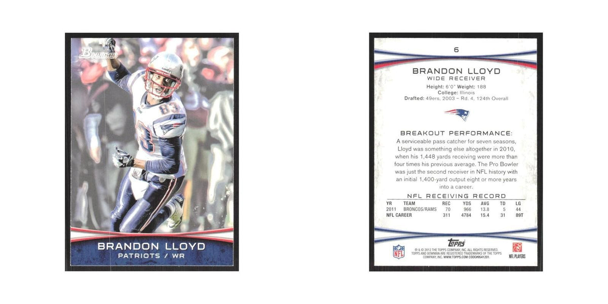 2012 Bowman Brandon Lloyd Patriots #6