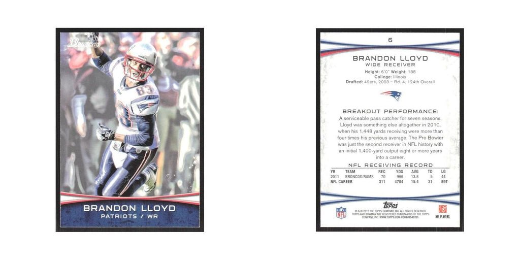 2012 Bowman Brandon Lloyd Patriots #6