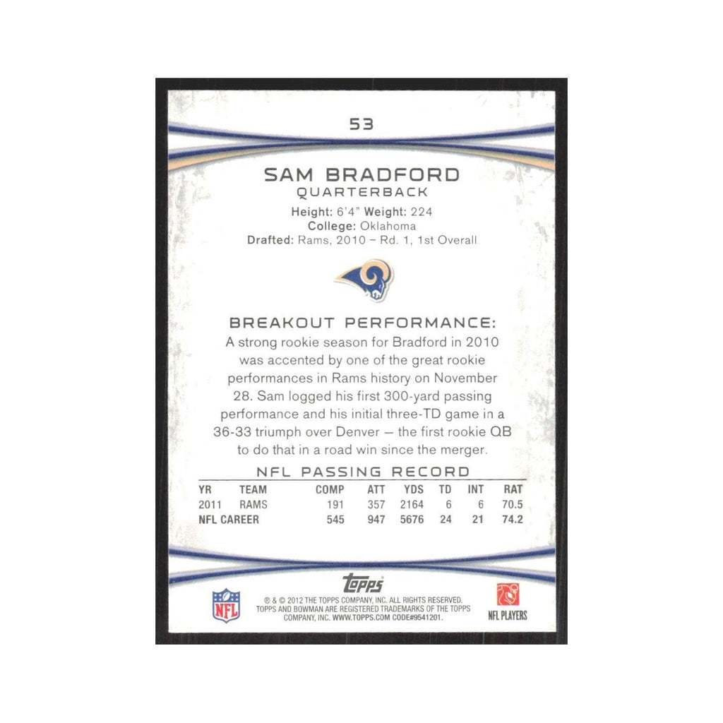 2012 Bowman Sam Bradford St. Louis Rams #53