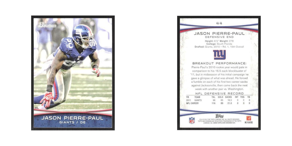 2012 Bowman Jason Pierre-Paul Giants #44