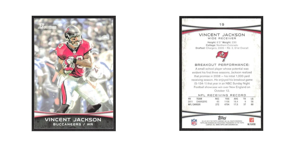 2012 Bowman Vincent Jackson Buccaneers #19