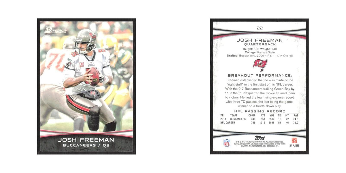 2012 Bowman Josh Freeman Buccaneers #22