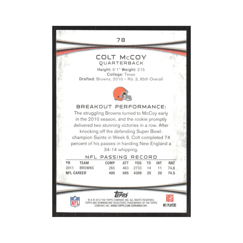 2012 Bowman Colt McCoy Browns #78