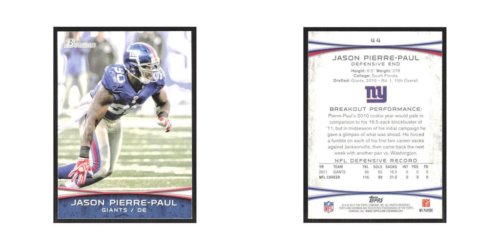 2012 Bowman Jason Pierre-Paul Giants #44