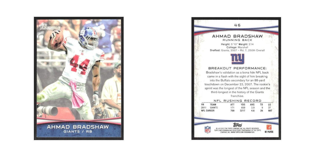 2012 Bowman Ahmad Bradshaw Giants #46