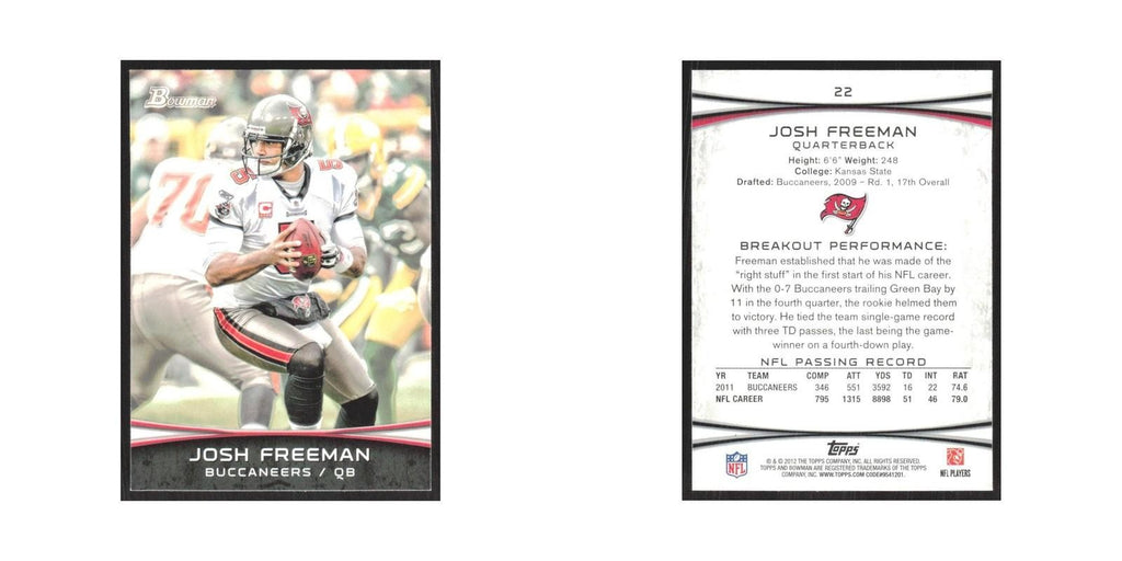 2012 Bowman Josh Freeman Buccaneers #22