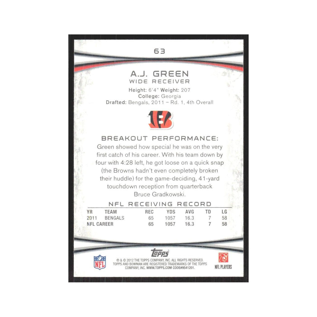 2012 Bowman A.J. Green Bengals #63