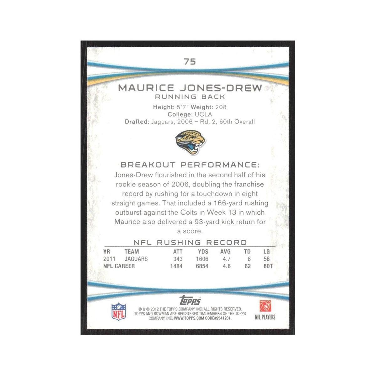 2012 Bowman Maurice Jones-Drew Jaguars #75