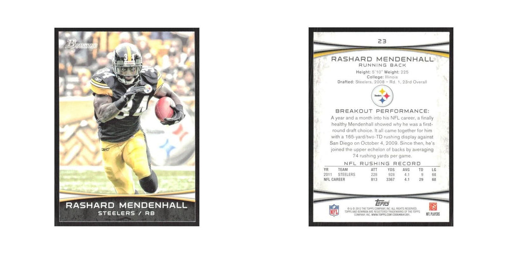 2012 Bowman Rashard Mendenhall Steelers #23