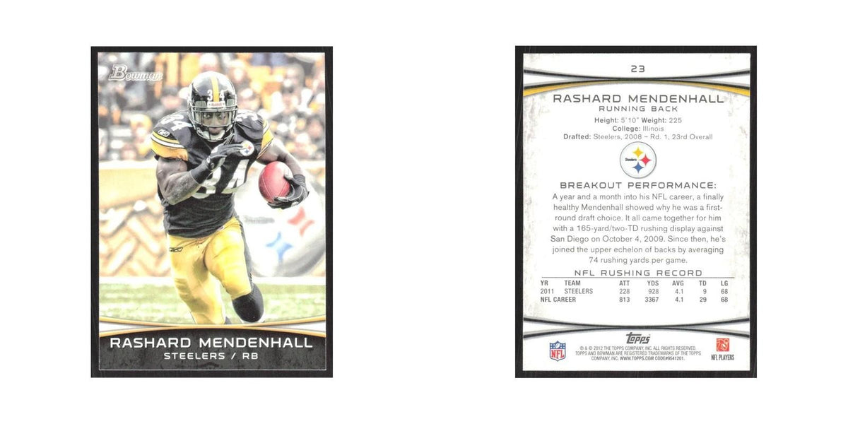 2012 Bowman Rashard Mendenhall Steelers #23
