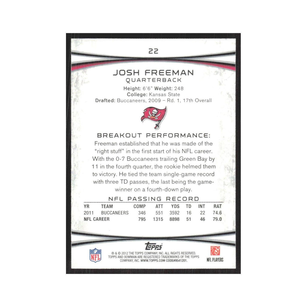 2012 Bowman Josh Freeman Buccaneers #22