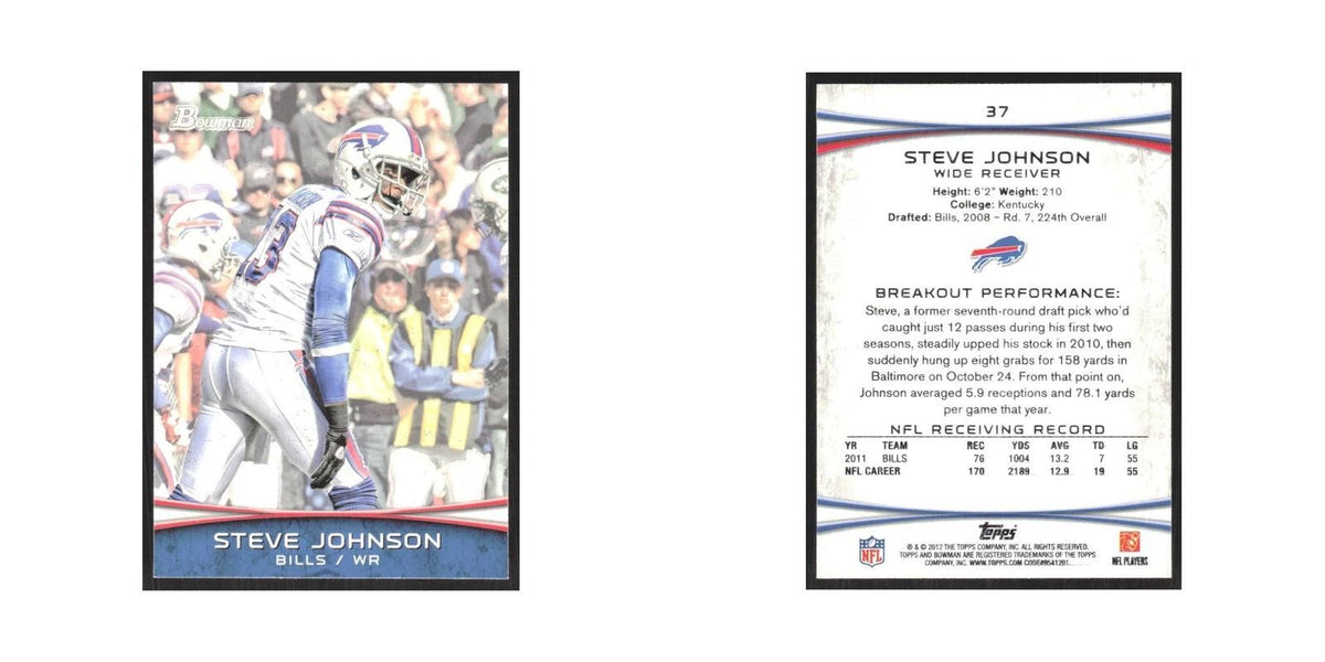 2012 Bowman Steve Johnson Bills #37