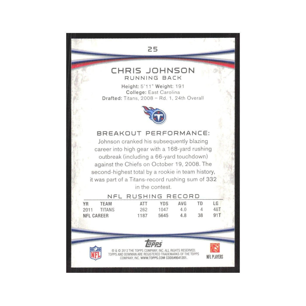 2012 Bowman Chris Johnson Titans #25