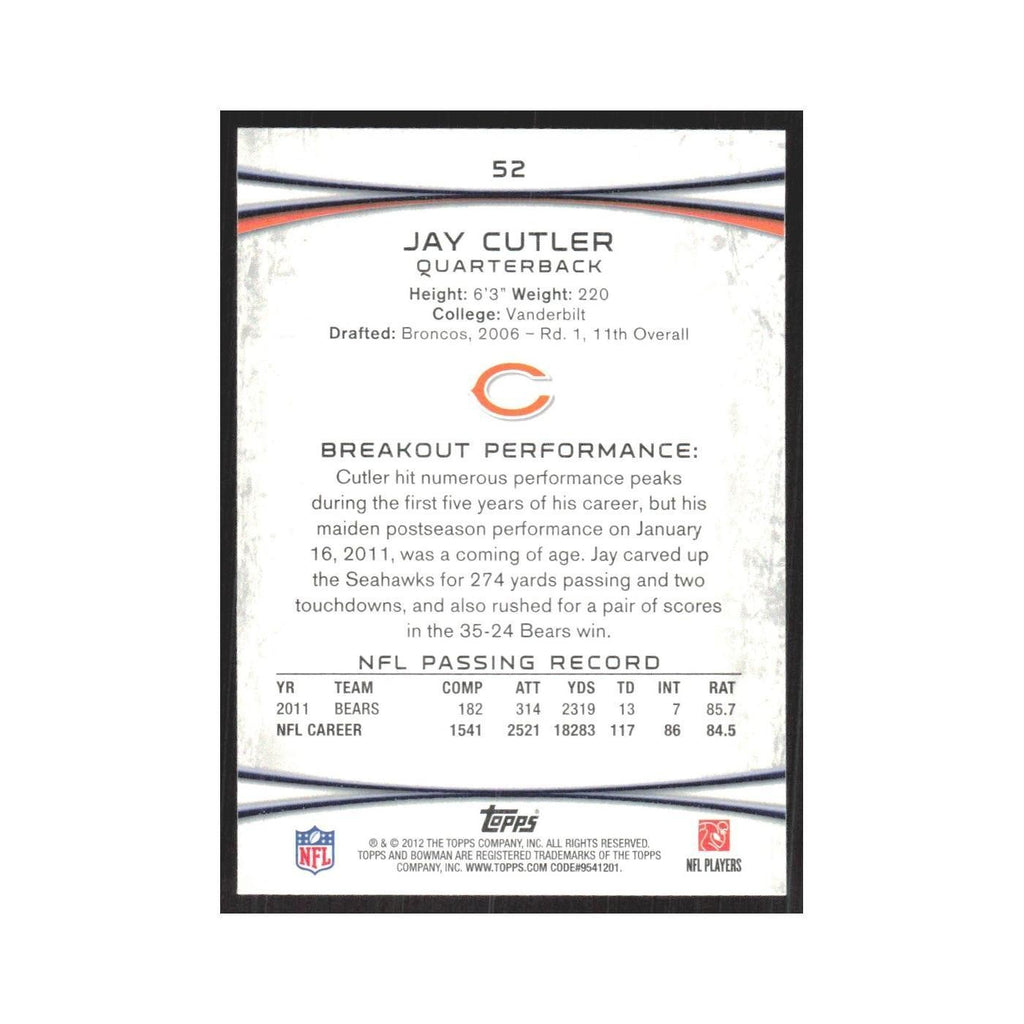 2012 Bowman Jay Cutler Bears #52