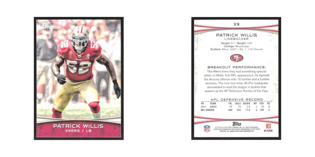 2012 Bowman Patrick Willis 49ers #39