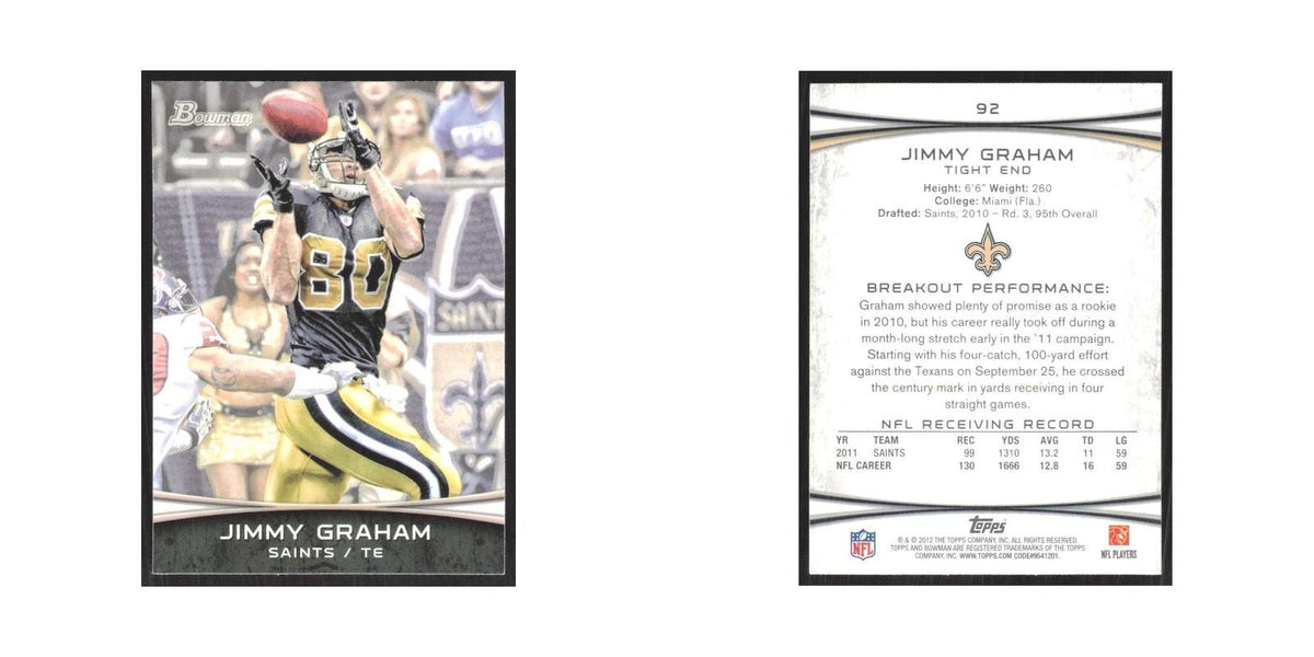2012 Bowman Jimmy Graham Saints #92