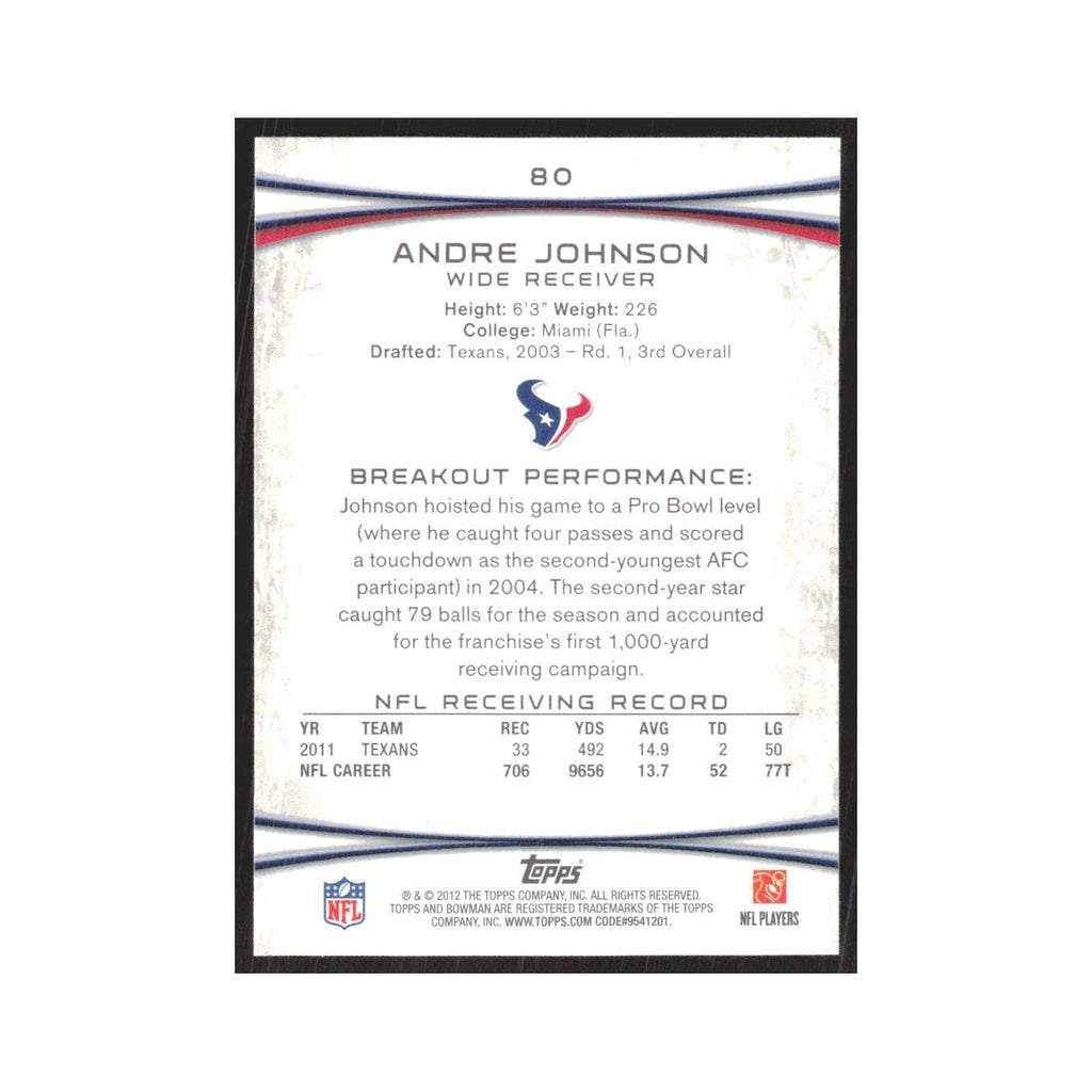 2012 Bowman Andre Johnson Texans #80