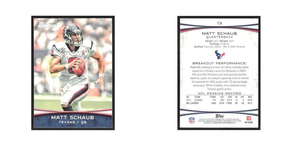 2012 Bowman Matt Schaub Texans #73