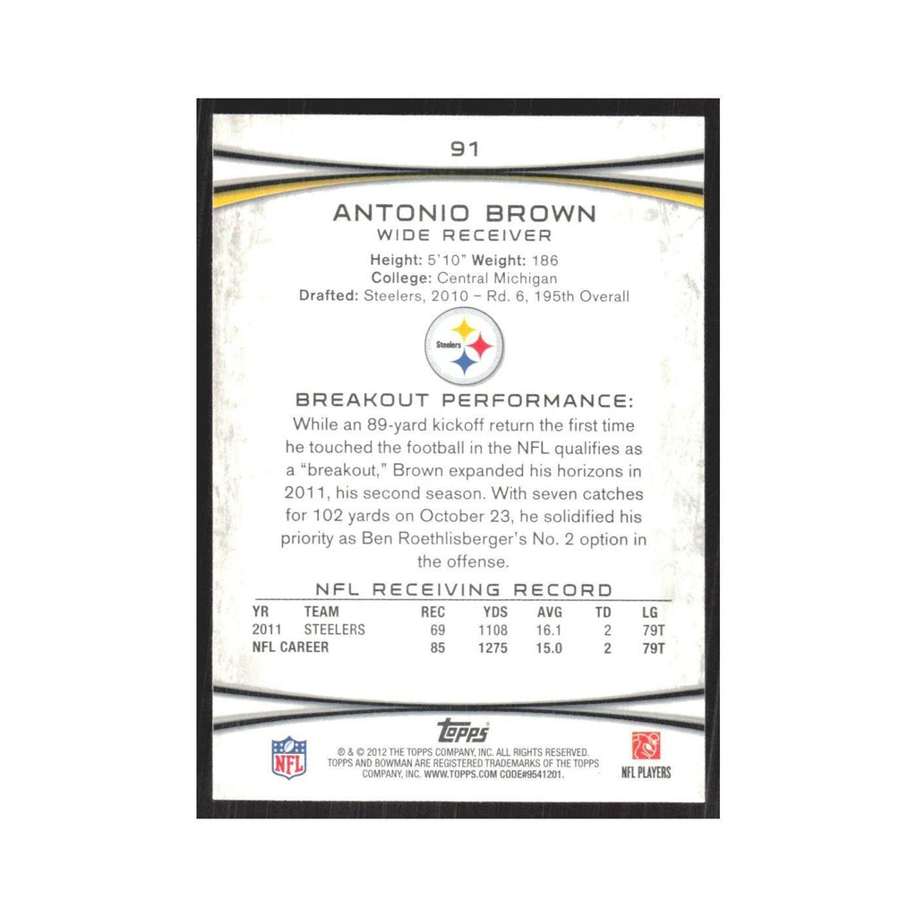 2012 Bowman Antonio Brown Steelers #91